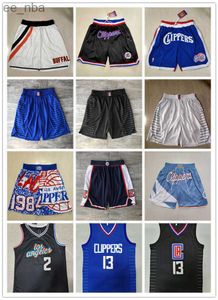 LA''Clippers''Shorts Herren Throwback Basketball Shorts Pocket Basketball Jersey Paul 13 George Kawhi 2''LeonardKVG3