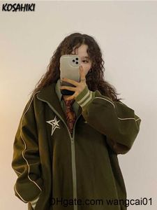 2023 Star Print Hoodies Womens Y2K Aesthetic Vintage Grunge Tops 2023 옷 느슨한 캐주얼 지퍼 업 스웨트 셔츠 Harajuku Streetwear 0407H23