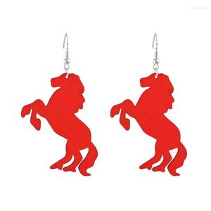 Dangle Earrings Trim Natural Wooden Galloping Horse For Women Handmade Wood Animal Jewelry Wholesale