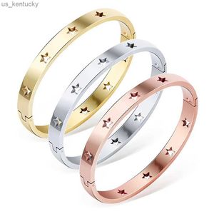 Urok Bracelets Gwiazda pusta stalowa bransoletka dla kobiet prosta kolor Rose Gold Men Bransoletka Klasyczna modna biżuteria Akcesoria R231107