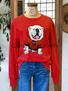 Damen Hoodies Sweatshirts Casual Bulldog Graphic Sweatshirt Gewaschene Baumwolle Casual Sweatshirt Crewneck Sweatshirt Arch Cute Dog Pullovers J231107