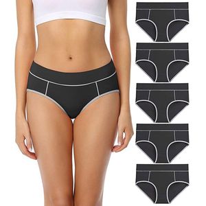 Women's Swimwear Cotton Panties Women Briefs Female Underpants 5PC Underwear Mid-Waist Butt-Lifting Solid Color Comfortable