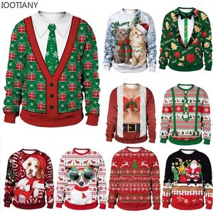 Women s Sweaters Green Women Men Ugly Christmas Funny Cute Gifts Cats Santa 3D Printed Jumpers Tops Autumn Winter Xmas Sweatshirts Coats 231107