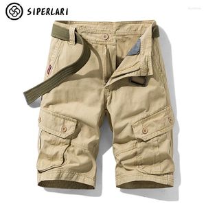 Mäns shorts Stylish Cotton Drawstring Summer Cargo Tactical Pants with Pickets Casual Men Clothing-bälte ingår inte