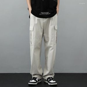 Erkek pantolon Amerikan tarzı Birden fazla cep moda Japon retro retro cadde bahar yaz geniş bacak bel çizim gevşek