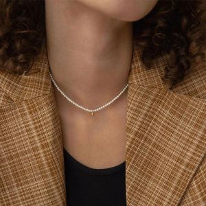 Imitation Pearl Choker halsband Rund pärla pendell kedjekedjan halsband för kvinnor modesmycken