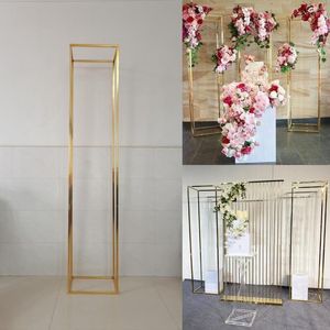 Decoração de festa 200 cm de altura coluna de ferro plinth ballon arco de casamento cenário de aniversário estágio de fundo estande de metal moldura quadrada metal