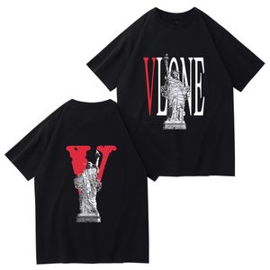 Camicie stampate con marchio Vlone uomini e donne con le camicie casual magliette classiche tendenza della moda per semplice pullover di cotone hip-hop dt119