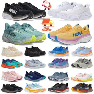 Hoka1 2024 Outdoor Hoka1 Schuhe Damen Sneakers Clifton 9 Bondi 8 Herren Trainer Triple Black Cyclamen White Ice Water Peach Parfait Sports