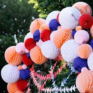 Other Event Party Supplies 4681012 Inch Chinese Paper Lantern Pom Poms Honeycomb Balls Birthday Wedding Decor Gift Craft DIY Baby shower 230406