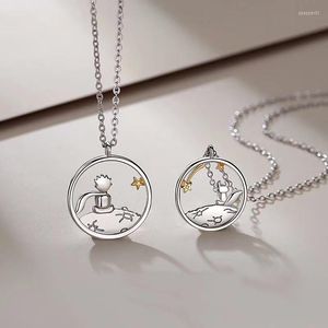 Pendant Necklaces Trend Prince Little Necklace For Couple Girls Stainless Steel Neck Chain Women Jewelry Gift