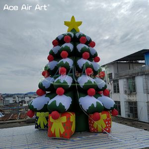 Modelo de árvore de Natal inflável 6mH com sacos de presente e estrelas para eventos de férias de Natal ou decoração de shoppings