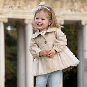 Куртки Dave Bella, весна 2023, пальто для девочек, ветровка цвета хаки для детей 2, 11 лет, детская куртка DB1230346 231107