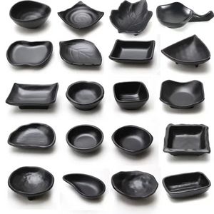 Melamine Black Dipping Soy Sauce Dishes Sushi Wasabi Doufu Snack Plate Japanese Restaurant Dining Dinnerware Wholesale bb0407