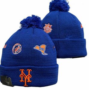 Men Knitted Cuffed Pom New York Beanies Mets Hats Sport Knit Hat Striped Sideline Wool Warm BasEball Beanies Cap For Women a1