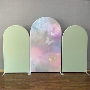 Party Decoration Butterfly Chiara Arch Backdrop Covers med Stand Solid Color Green Baby Shower Wedding Panels Polyester Fabric Cover