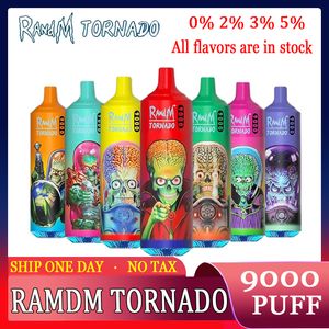 Original RandM Tornado 9000 Puff 9000 9k puffs Disposable E-cigarettes Features Mesh Coil 18ml Disposables Vapes Pen Tornado randm 9000 0 2 3 5% Rechargeable 850mAh RGB