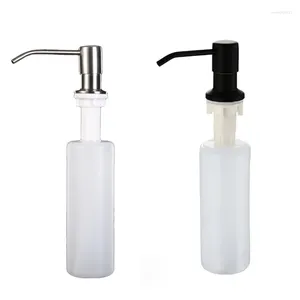 Dispensador de sabão líquido 10.14 OZ/300ml 304 de aço inoxidável para pia de cozinha principal gota de detergente preto prateado