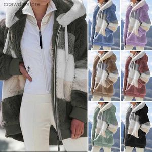 Women's Fur Faux Fur Womens Winter Coats Warm Thick Hooded Jacket Woman Overcoat Plus Size Long Coat Casual Fleece Faux Fur Coat Cold Outwear Clothes T231107