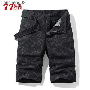 Męskie spodenki 2021 Summer Casual Shorts Mężczyźni Kamuflaż Bawełniany zamek błyskawiczny Casual Pocket Fiveint Pints ​​Męski ładunek wojskowy Plus Size Spodni W0408