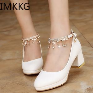 Dress Shoes White Women Wedding Shoes Crystal Preal Ankle Strap Bridal Shoes Woman Dress Shoes Seay Pumps Sweet Party Shoes Y10342 231108
