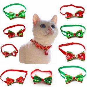 Christmas Series Of Pet Bow Tie Necktie Collar With A Shining Rhinestone Dog Cat Pet Christmas Decorations Supplies Accessories Neck ZZ