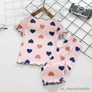 Pyjamas 2022 Summer Children's Pyjamas Set Love Pijamas For Girls Air Conditioning Clothers Toddler Sleepwear Kids Home Clothing Set R231108