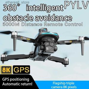 Drony Pylv AE8 Pro Max GPS Dron 8k Profesional Dual HD Camera RC Dystans Helikopter Dystans 5 km bezszczotkowane przeszkody unikanie Quadcopter zabawka Q231108