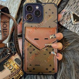 Beautiful iPhone Phone Case 15 14 Pro Max Power Connection Leather Crossbody Card Slot Purse Hi Quality 18 17 16 15pro 14pro 13pro 12pro 13 12 Cases with Logo Box Packing