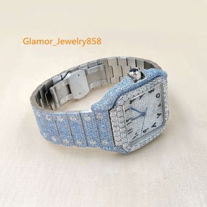 2023 Luxury customized VVS D moissanite full-automatic mechanical color zircon sparkling women's watch