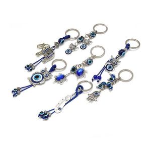 Key Rings Fashion Animal Turtle Palm Evil Eyes Key Rings Keychain Glass Keyring Blue Eye Pendant Ornament Keychains Drop Deli Dhgarden Dhupw