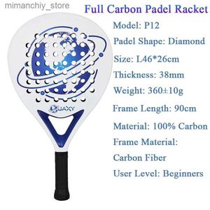 Tennisracketar Mens Tennis Padel Racket 100% kolfiberytepadelracket med mjuk EVA -diamantform för kvinnor Män Träning Padel Racket Q231109
