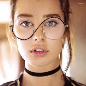 Occhiali da sole Fashion Round Semi Rimless S Shape Women Eye Glasses Frame Clear Lens Optical Eyewear Men Vintage Anti-Blue Light