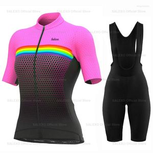 Racing Sets 2023 Women Women Cycling Jersey Summer Summer Roupet Set Road Bike Circle Suit Bicycle Bib Shorts Pad MTB ROPA Maillot