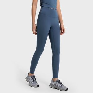 LW055 Yüksek Rise Pleece Tayt Termal Yoga Pantolon Düz Renk Kış Taytları Yok T-Line Taç Çalıştırma Tweat Tapan Çıplak Duygu