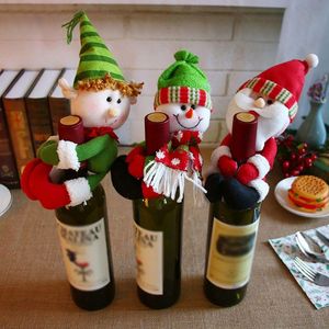 Juldekorationer Vinflaska täcker snögubbe Santa Claus Dinner Table Home DecorationChristmas