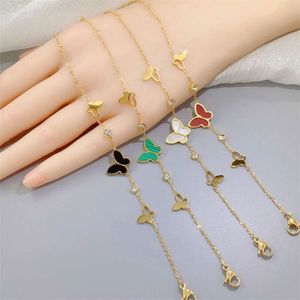 Colorfast White Butterfly Titanium Steel Women's Tiktok Simple Personality Niche Design Lovers Bracelet