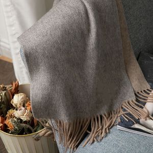 2023 Designer Scarf For Women Mens Top Quality 100% Cashmere Scarf broderad sjal med dubbel färg Autumn och Winter Minimalist värme med låda