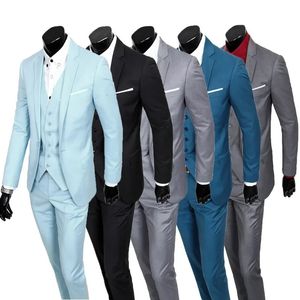 Abiti da uomo Blazer Giacca Gilet Pantaloni Premium Brand Colore puro Abito da uomo da sposa Uomo Slim Formale Ufficio Business Blazer Suit Set 3 pezzi Set 231109