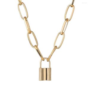 Chains Rock Choker Lock Necklace Layered Chain On The Neck With Punk Jewelry Mujer Key Padlock Pendant For Women Gift