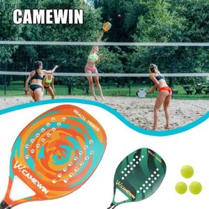 Tennisracketar Comewin Full Carbon Fiber Professional Beach Tennis Racket Eva Soft Surface Tennis Racket med väska och Ball Racket Beach Q231109