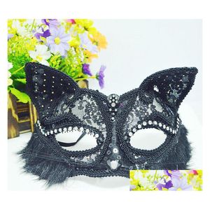Parti Maskeleri Ball Hayvan Maskesi Kara Kedi Cadılar Bayramı Yarım Yüz JIA486 Teslimat Ev Bahçesi Festival Malzemeleri Dhath