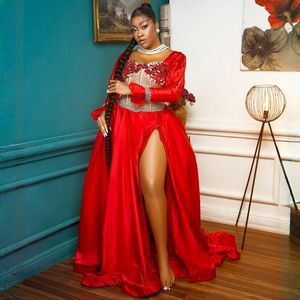 العربية aso ebi ebi red sexy evel ugins aded crystals dresses prom dresses long sleeves party party second stempion split split sple