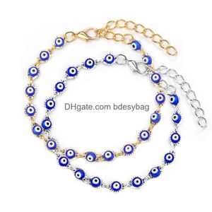 Charme Pulseiras Turco Lucky Evil Eye Pulseiras Blue Bead Pulseira Homens Mulheres Handmade Jóias Feminino Gota Entrega Jóias Brace Dhiwp