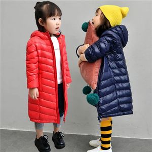 Down Coat Winter Ultra Light Children's Down Jackets pojkar Girls Long White Duck Down Hooded Fluffy Coats Kids Clothing Snowsuit 231108