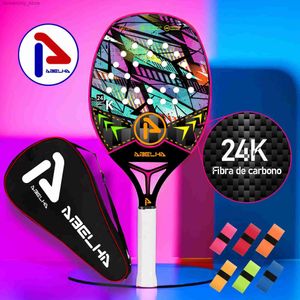 Tenis Raketleri Abelha 24K-Full Karbon Fiber Beach Tenis Raket Kaba Yüzey Kapak Çantası Stokta Overglu Hediye Gönder Q231109