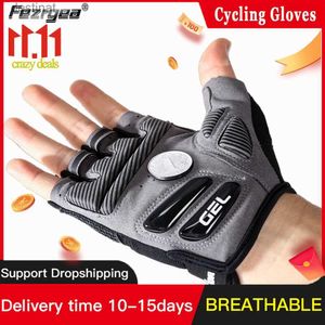 Luvas de cinco dedos novas luvas de ciclismo de meio dedo masculino e feminino de silicone líquido absorvente de choque respirável esportes bicicleta luvas de fitnessL231108