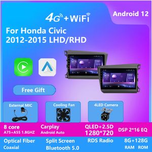 9 tums bil multimedia video stereo radioljud GPS Navigation Player Nav Head Unit för Honda Civic 2012-2015 DSP CarPlay Android Auto