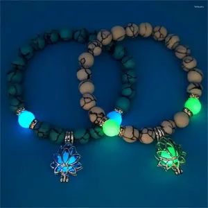 Strand Yoga Energy Turquoise Glowing Lotus Bracelet Multi-color Fluorescent Men's And Women's Trend Accessories Elastic