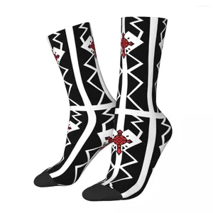 Herrensocken Hip Hop Retro Schwarz Verrückte Kompression Unisex Äthiopisches Kreuz Harajuku Muster Gedruckt Lustige Neuheit Happy Crew Socke